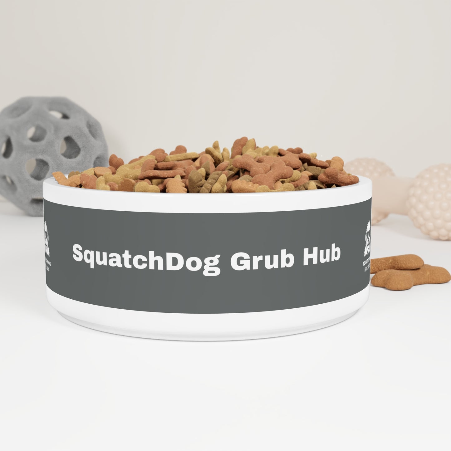 SquatchDog Grub Hub – Cryptid Dog Bowl in Rugged Grey