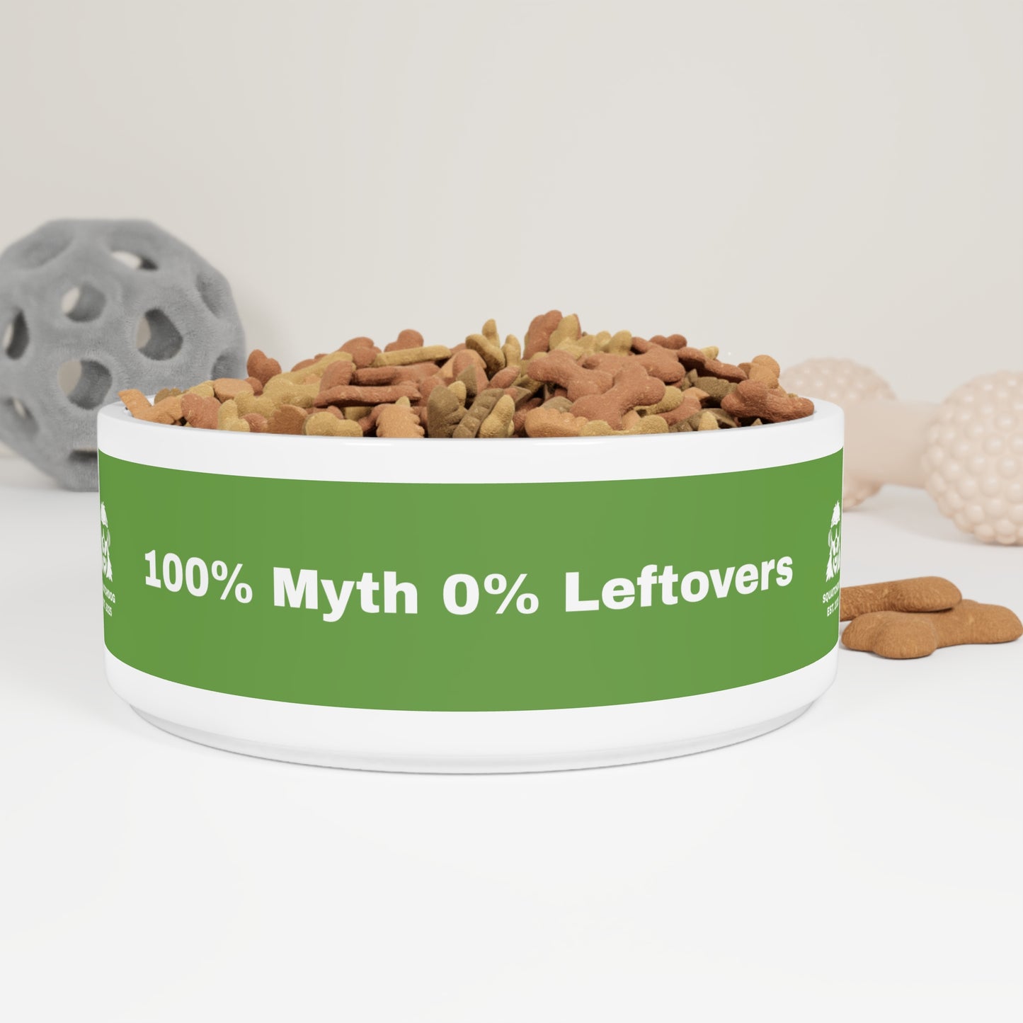 100% Myth, 0% Leftovers Dog Bowl – SquatchDog™ Forest Green