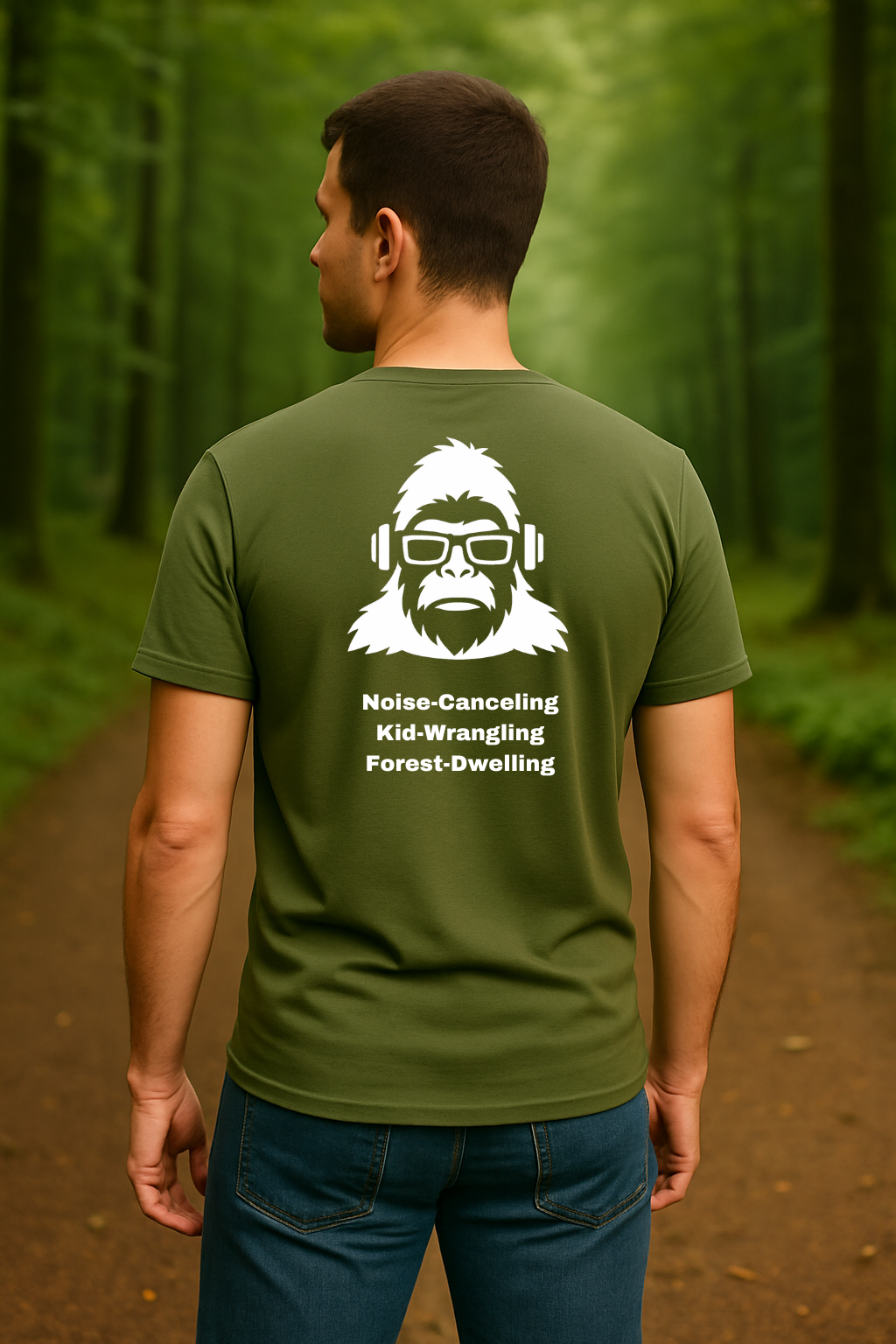 Kid-Wrangling Forest Tee – Noise-Canceling Parent Gear by SquatchFam™