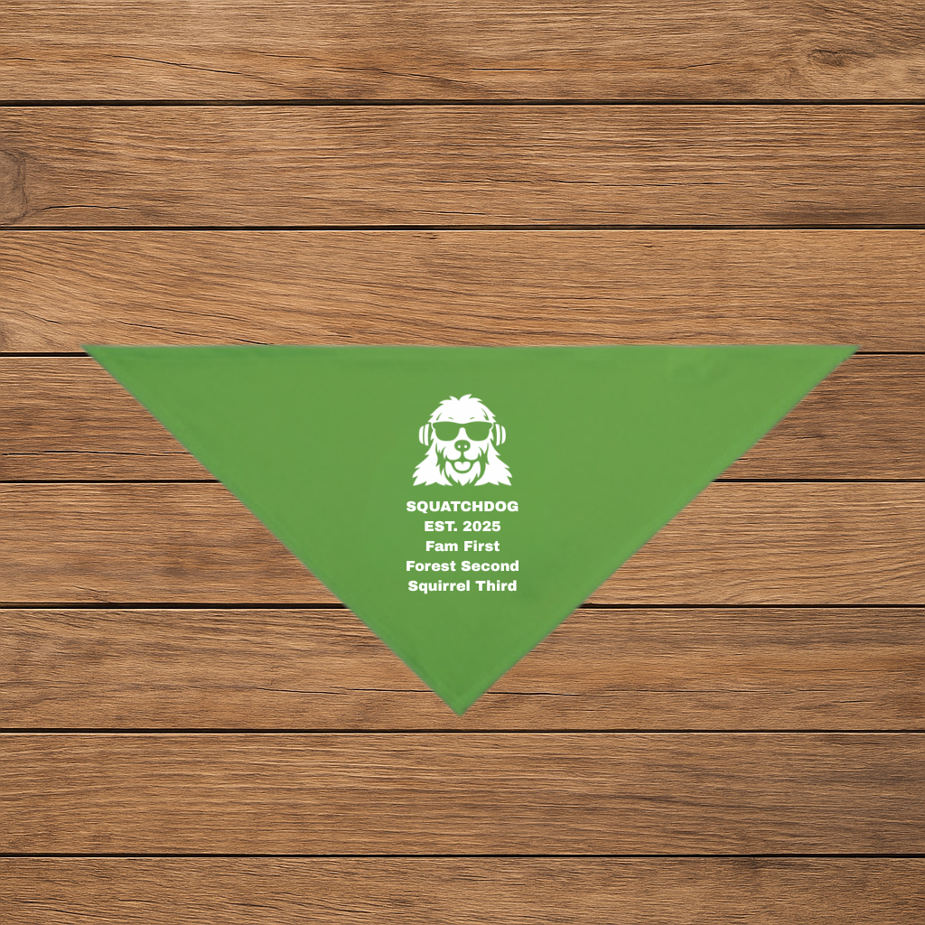 Fam First Forest Second Squirrel Third Bandana – SquatchDog™ Forest Green