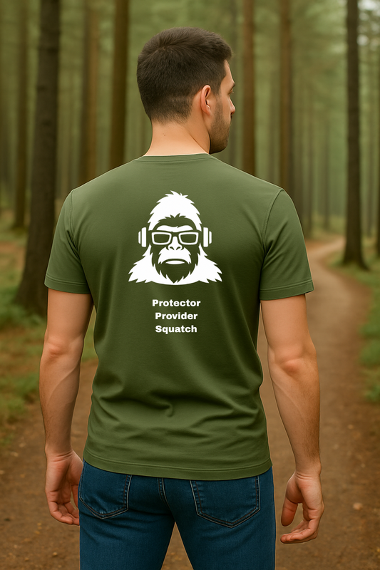 Protector Provider Squatch T-Shirt – Guardian Cryptid Gear from the Blue Ridge