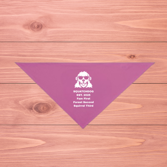 Fam First Forest Second Squirrel Third Bandana – SquatchDog™ Light Pink